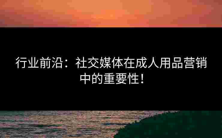 行业前沿:社交媒体在成人用品营销中的重要性! 行业前沿:社交媒体在成人用品营销中的重要性!