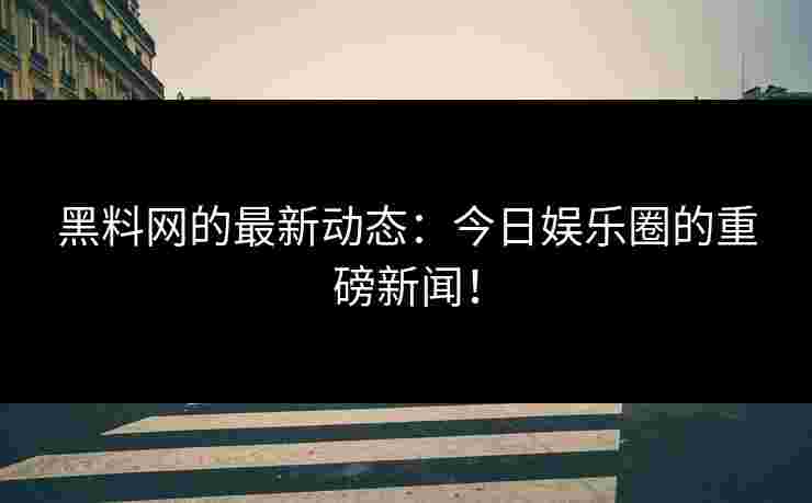 黑料网的最新动态：今日娱乐圈的重磅新闻！