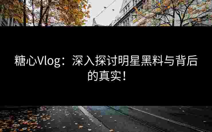 糖心Vlog：深入探讨明星黑料与背后的真实！